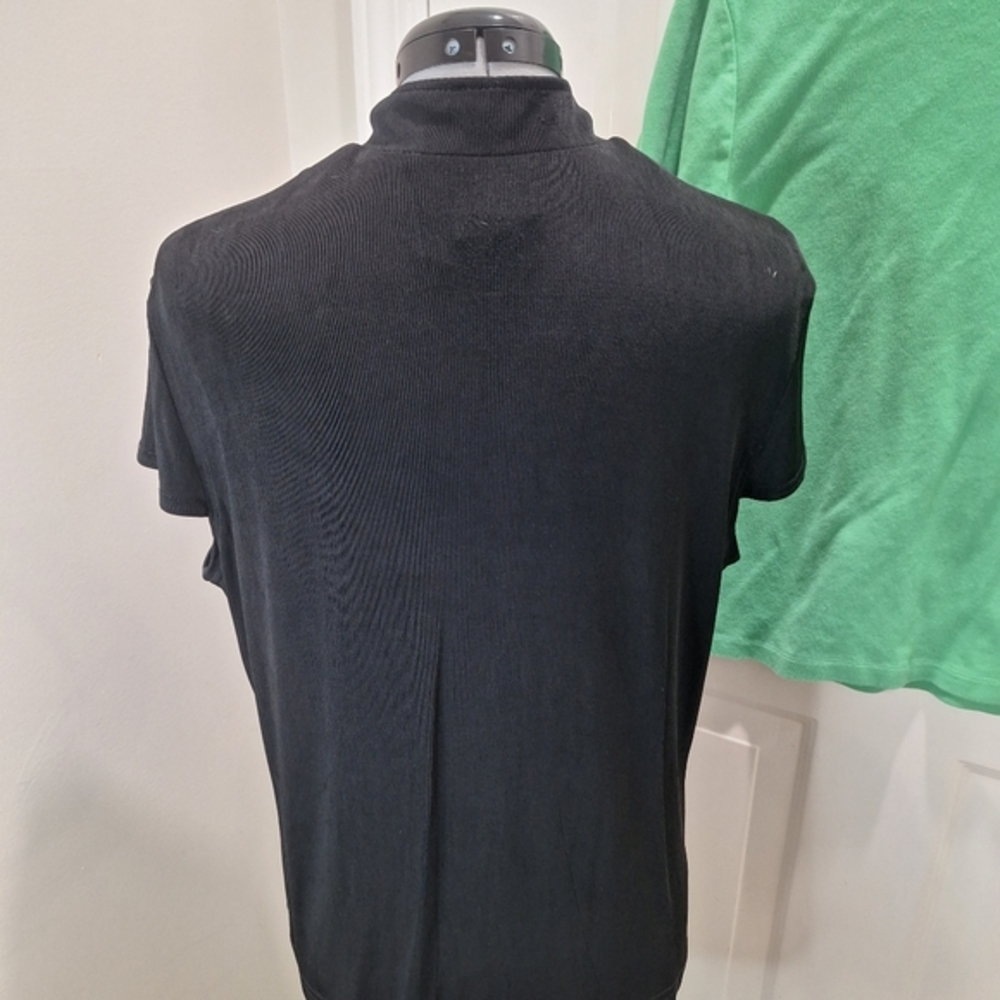 Vintage Chadwicks Toggle Close Black Stretch Top + Green T Shirt Size Large - Picture 4 of 9